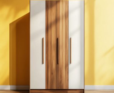 3-Door Contemporary Swing Wardrobe Design in Teak and White 3-Door Contemporary Swing Wardrobe Design in Teak and White