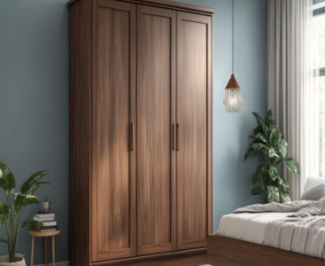 Contemporary 3-Door Swing Wardrobe Design in Suede Laminate Finish Contemporary 3-Door Swing Wardrobe Design in Suede Laminate Finish