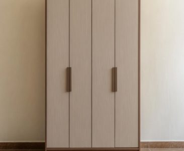 Contemporary 4-Door Swing Wardrobe Design with Textured Inserts Contemporary 4-Door Swing Wardrobe Design with Textured Inserts